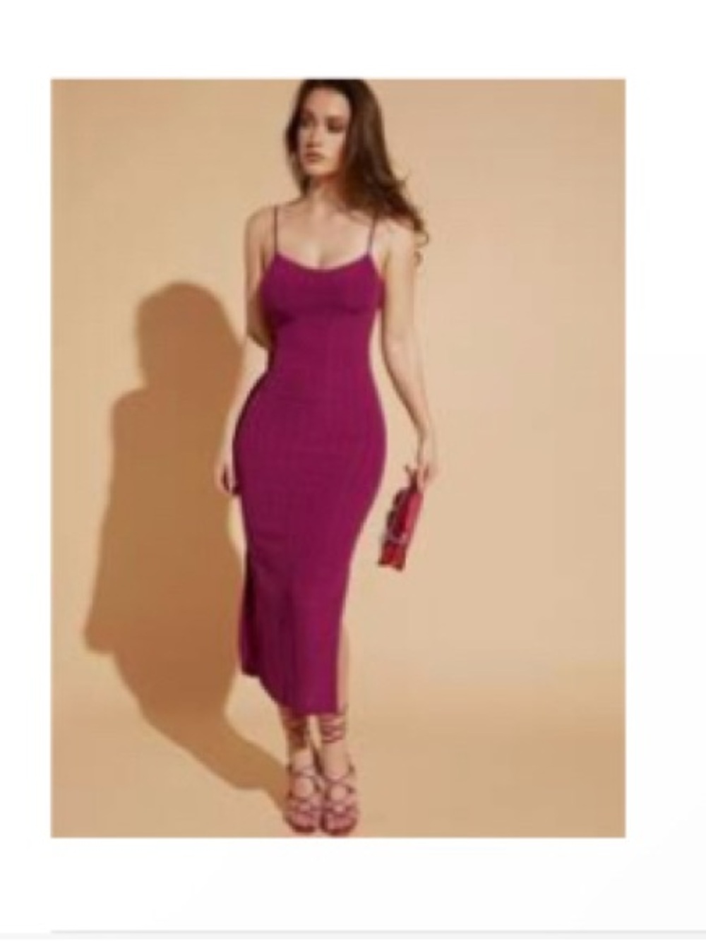 Shein Split Hem Magenta Glitter Cami Bodycon Dress
